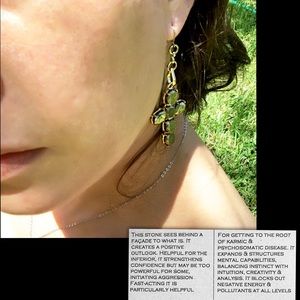 Natural Pyrite Cross Drop Earrings in Gold Vermeil